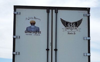 Gurmail Singh Gill memorialized on Gill Freightlines trailer