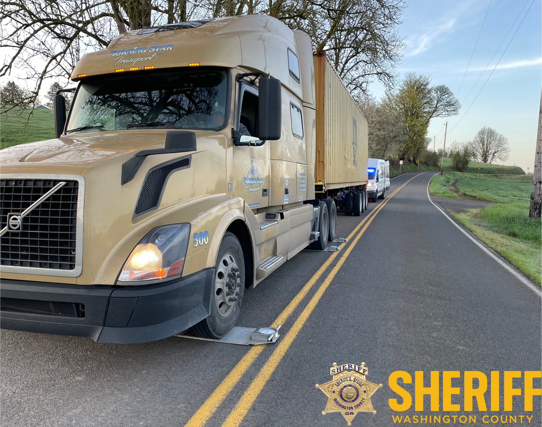 Overweight truck on mobile scales in Oregon