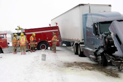 truck crash in the snow