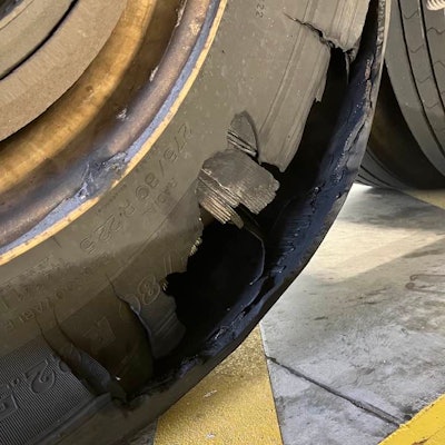 blown truck tire