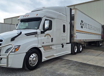 The truck Francis Junto hauls with today, backed into a dock