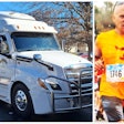 Francis Junto running road race and the Freightliner he pulls in today