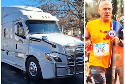 Francis Junto running road race and the Freightliner he pulls in today