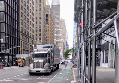 Truck parked on 7th Ave. in NYC, early morn