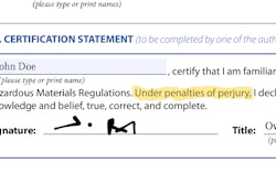 Penalty of perjury statement on MCS-150 form