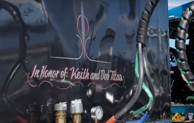 Dedication on Page Transportation's 1983 Kenworth W900