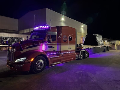 Dale Ziegler's 2024 Peterbilt 579 at night