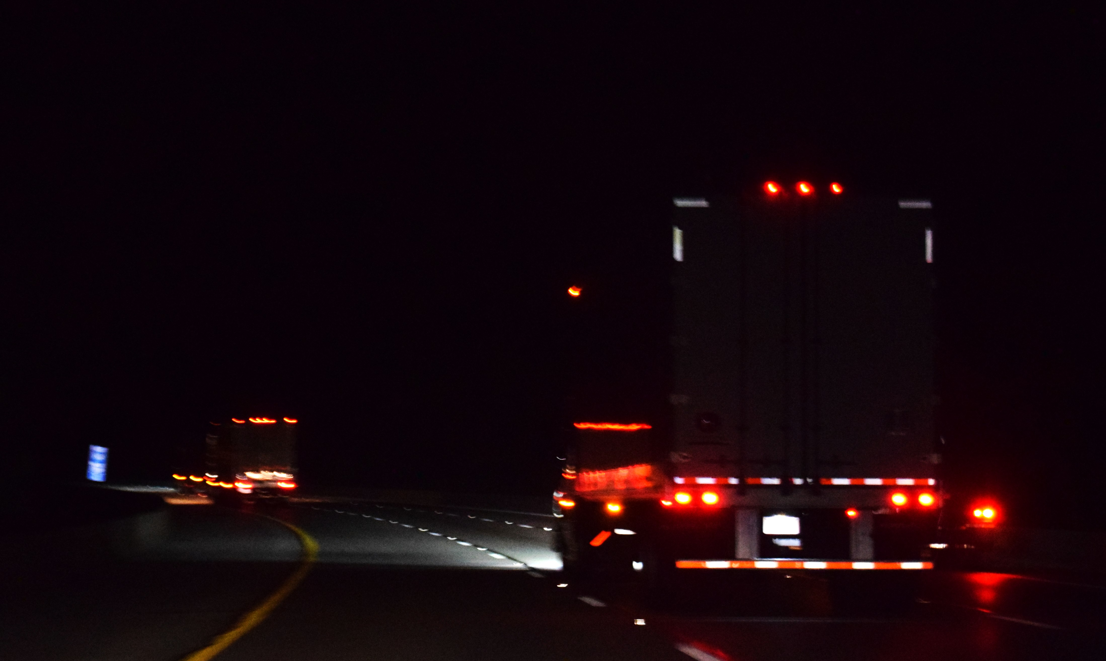 Night Trcuk On The Road Van From Behind