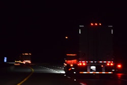 Night Trcuk On The Road Van From Behind