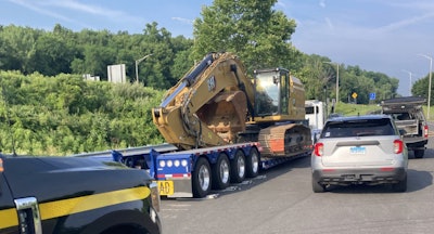 Overweight truck on mobile scales in Connecticut