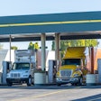 trucks at fuel island