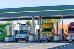 trucks at fuel island