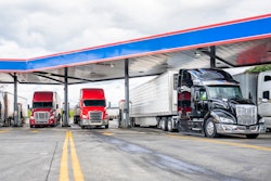 trucks at fuel island