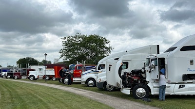 trucks lined up for the Waupun Truck-N-Show