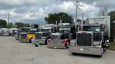 Parked semi-trucks