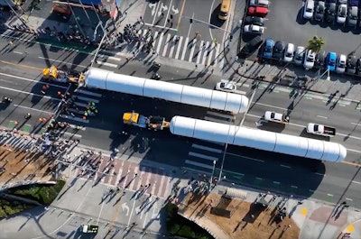 'From September 1, 2023 – October 31, 2023, Bragg Companies moved two colossal solid rocket boosters, weighing over 100,000 pounds each, from the Mojave Space Port to their new home at the California Science Center in Los Angeles,' SC&RA wrote.