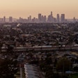 Los Angeles distance view with trucks