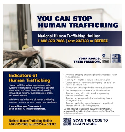 FMCSA's 'your roads, their freedom' visor card, front and back