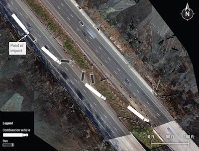 NTSB truck-bus crash diagram