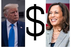 Donald Trump and Kamala Harris money