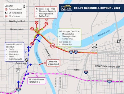 I-70 bridge closure detour Kansas City