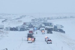 The aftermath of a fatal pile-up that closed I-80 in Wyoming for hours during the 2023 'Winter from Hell.'