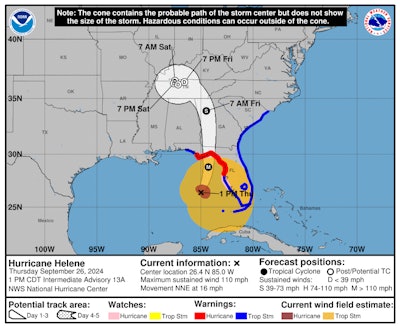 Hurricane Helene forecast path