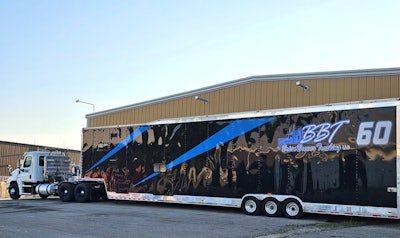 BBT trucking sponsored race team trailer