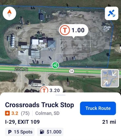 $1/gal. showing at the Crossroads Truck Stop, Colman, S.D.