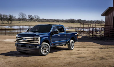 Ford F-350 Platinum Plus Pickup Truck in Antimatter Blue