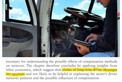 Driver exiting cab with National Academies compensation study quote
