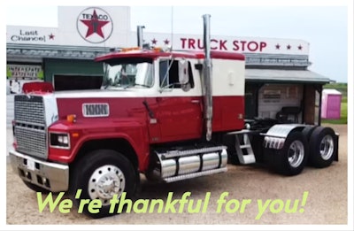 Bruce Roche's LTL 9000 with thanksgiving message from Overdrive