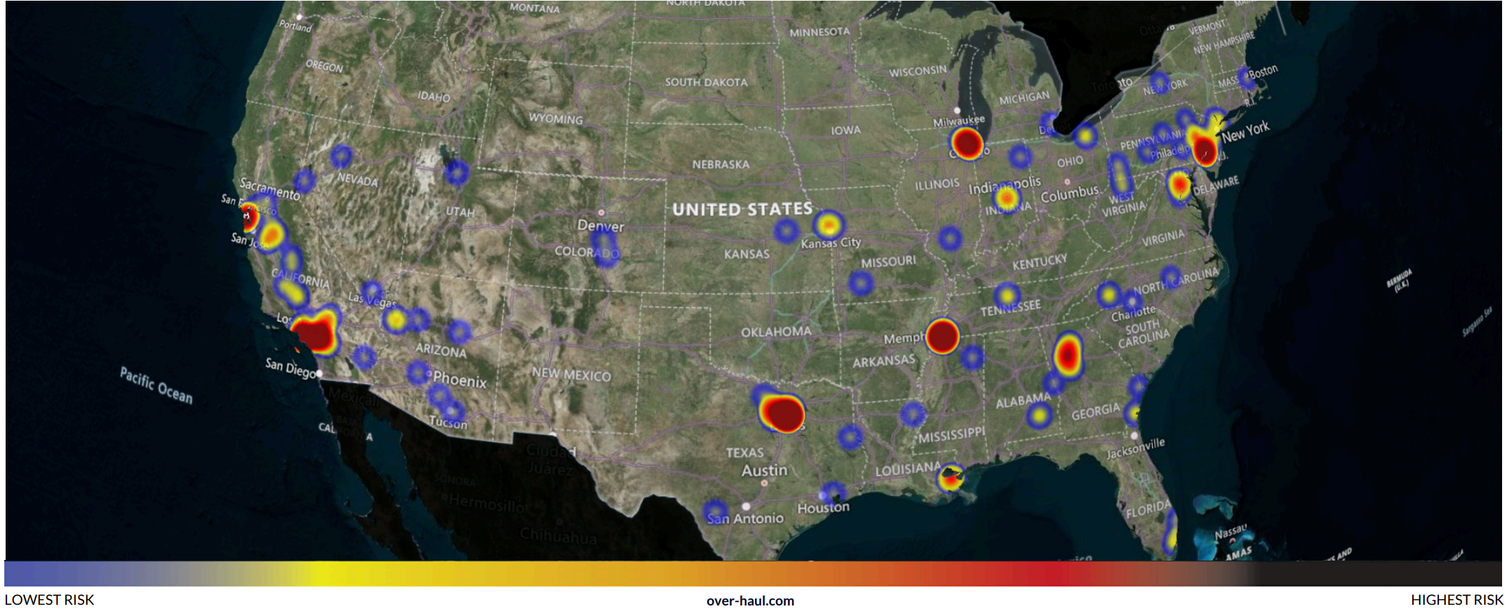 Overhaul Q3 2024 cargo theft heat map