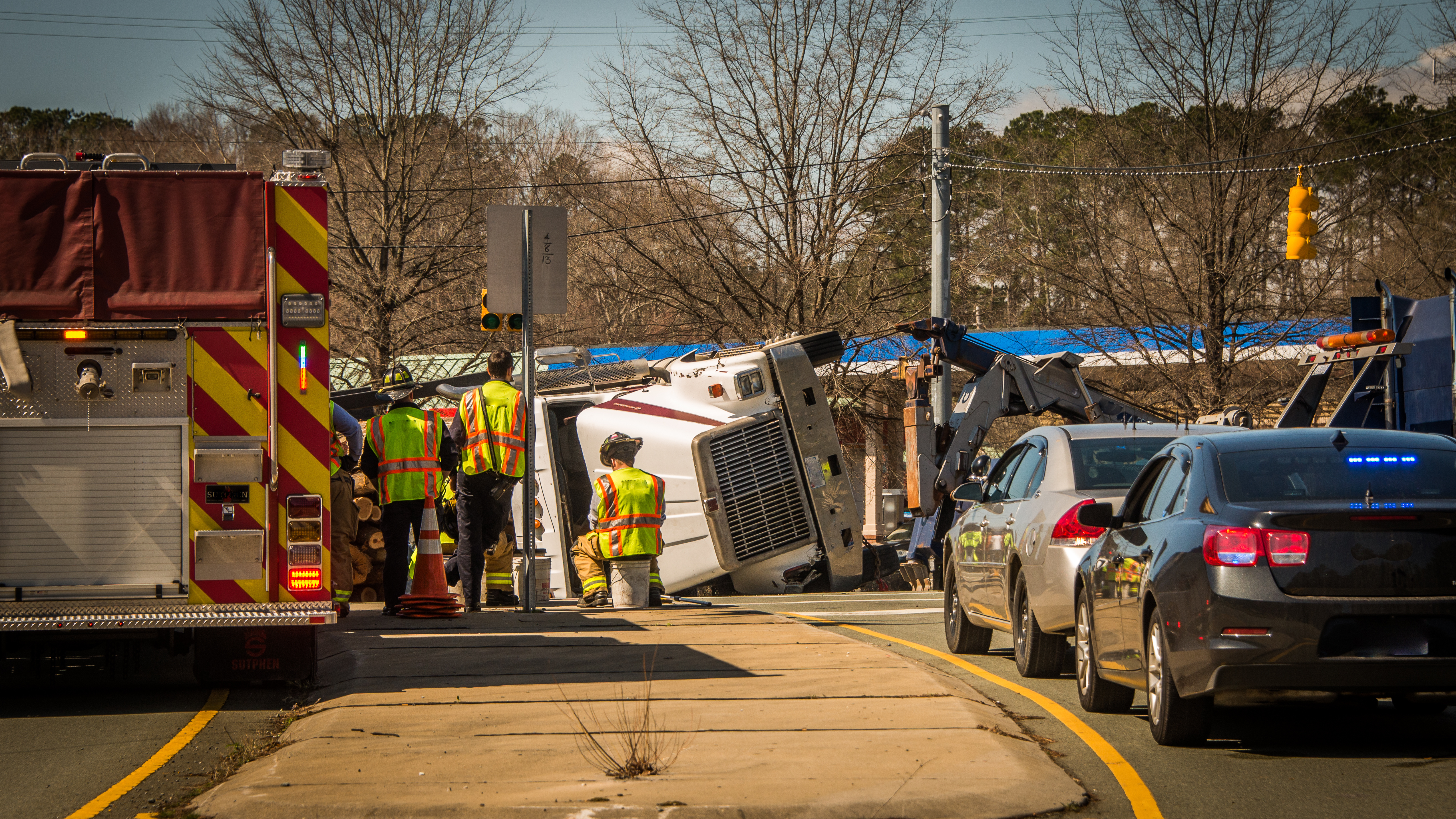 truck crash with emergency responders