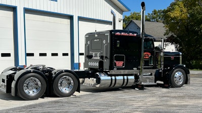 Rear view of Clifford Hay II's 2007 Peterbilt 379 Legacy