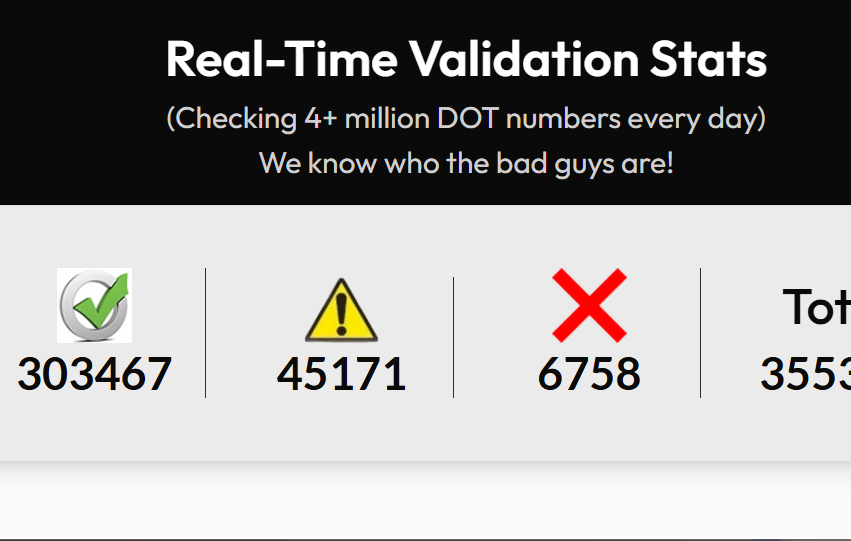Freight Vaidate Stats