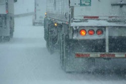 trucks driving in snow