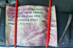 Alan Kitzhaber's truck visor, with quote by Henry Ford
