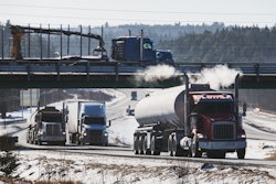 tanker truck hauling in winter