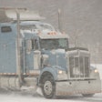 semi truck in snow
