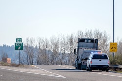 truck pulled over by police at roadside