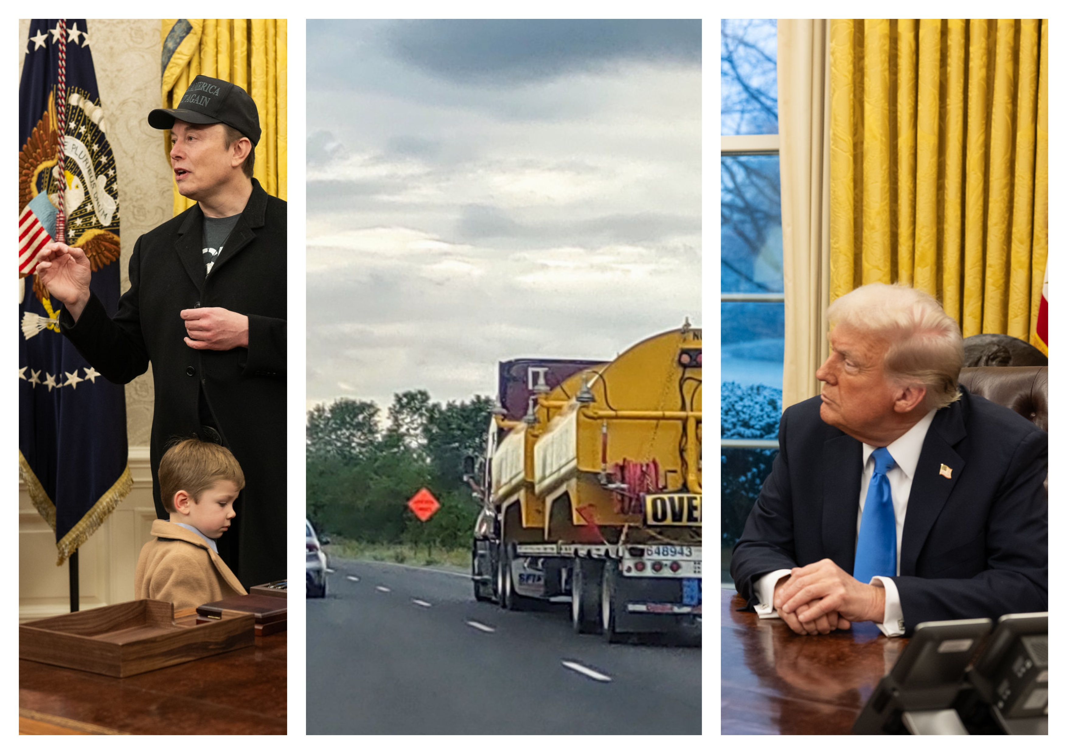 Elon Musk Donal Trump Highway Collage