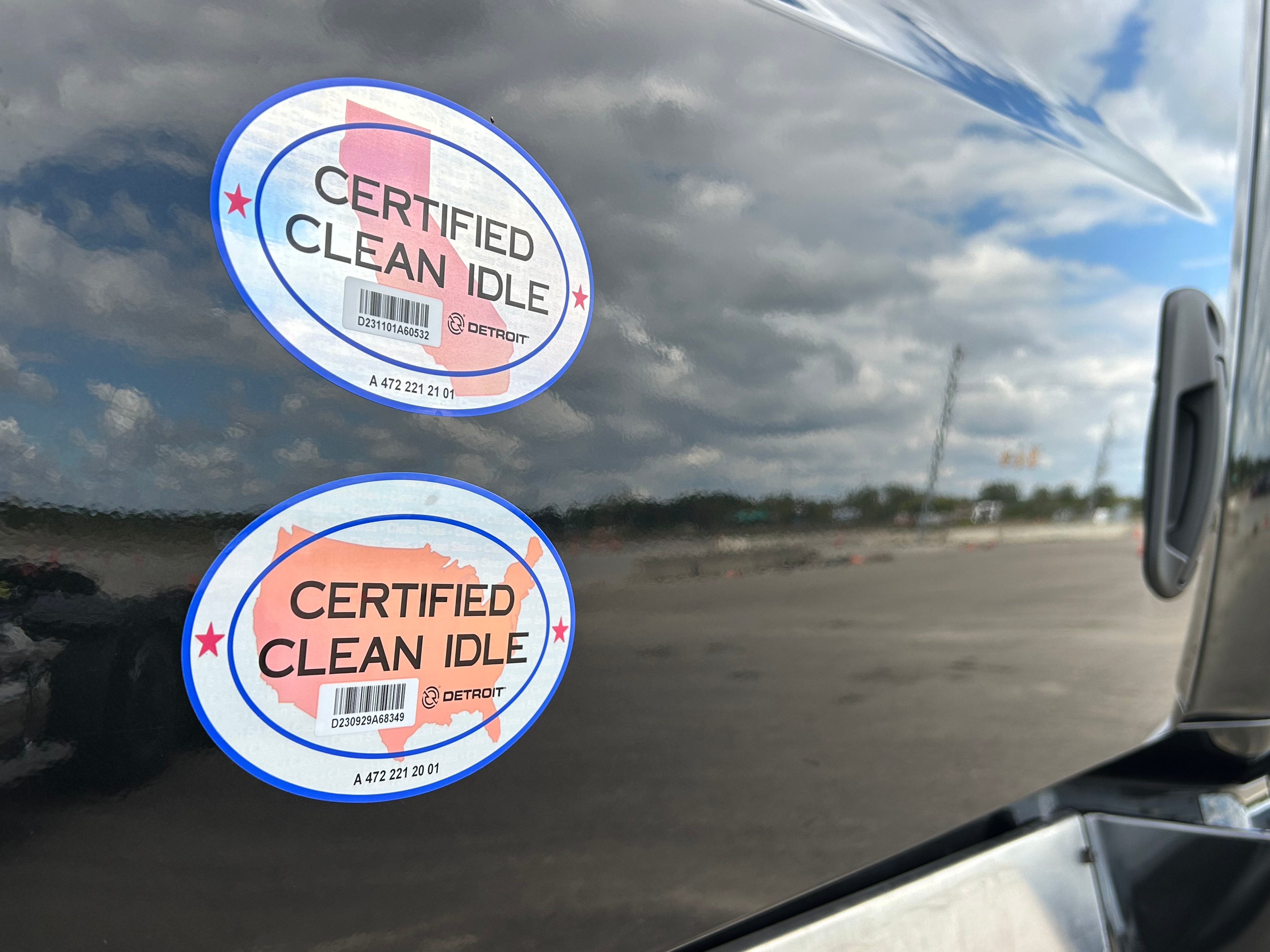 Certified Clean Idle stickers on truck