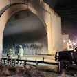 Firefighters outside of Wyoming I-80 tunnel crash site