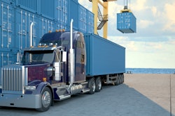 Semi truck at port