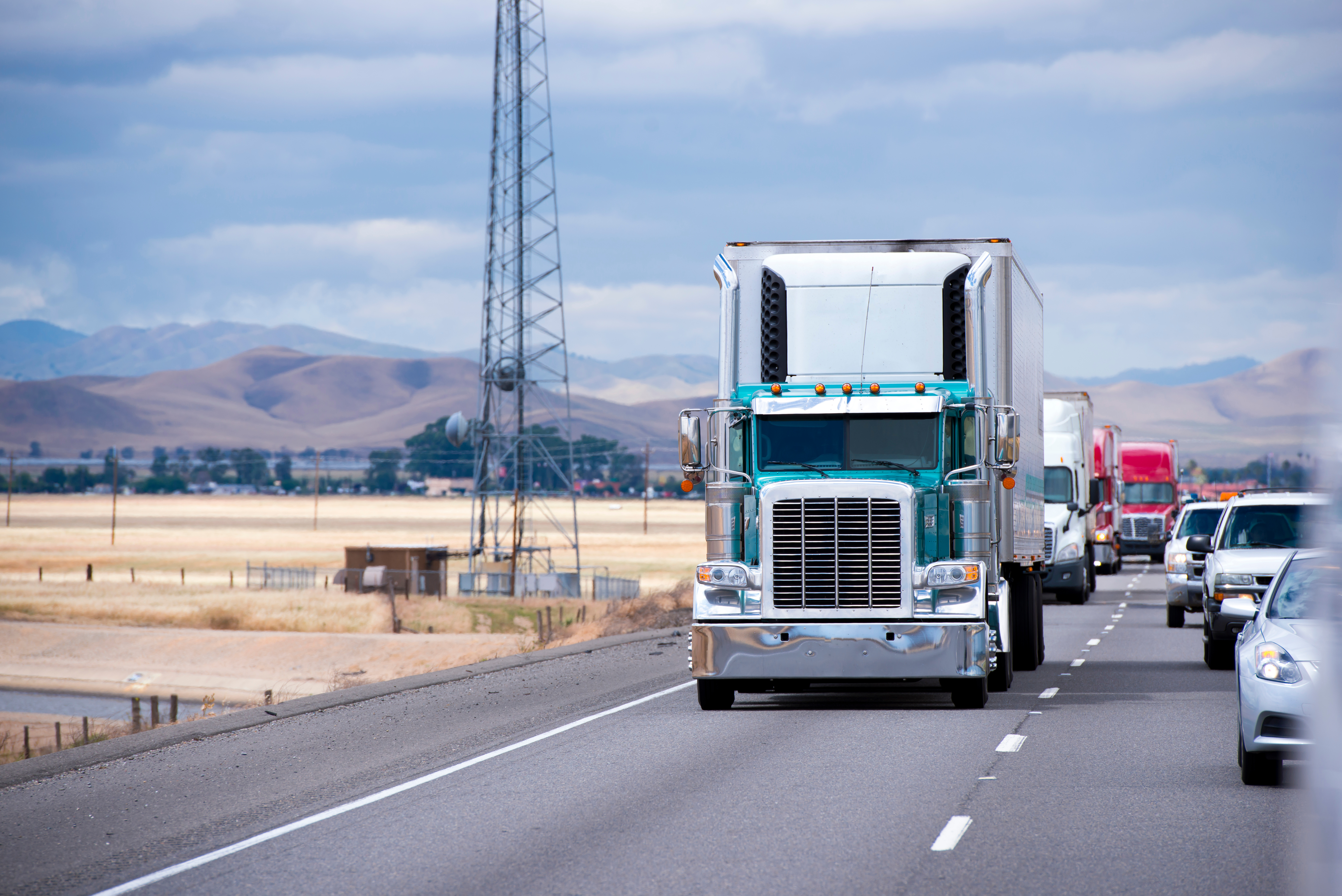 trucks and cars on California highway