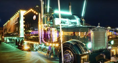 Daniel and Phyllis Snow's 1996 Freightliner Classic XL and 2006 Utility 4000, 'The Goose,' won first place in Working Truck -- Combo, Lights.