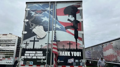 The trailer doors of the Nelson Truck Lines combo are just part of the full trailer's patriotic theme.