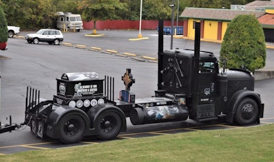 The 'Black Out' 1999 Freightliner Classic XL has been featured numerous times throughout the years and is a rolling memorial to POW-MIA military personnel. The truck was originally built by owner-operator Chuck Timbrook.
