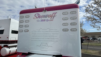 The back of the cab features a written tribute to Romero laid on with a product called LumiLor, which is essentially a painted-on light that Graham can turn on at night to light up the message.